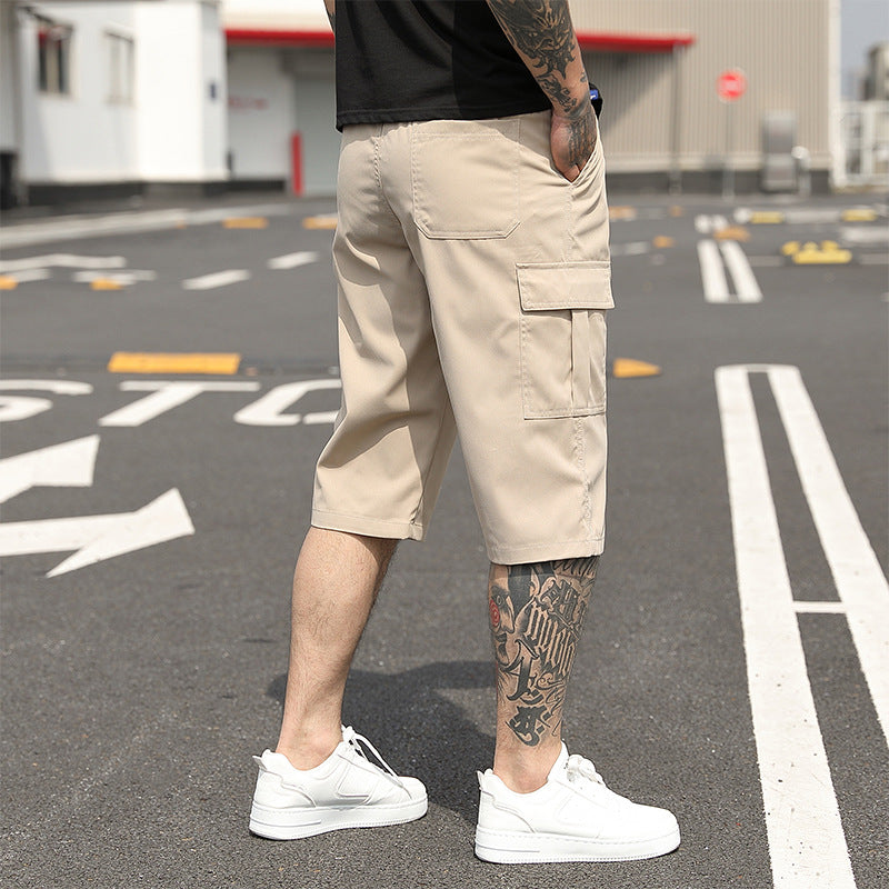 New Summer Thin American-Style Minimalist Casual Mens Cropped Trousers