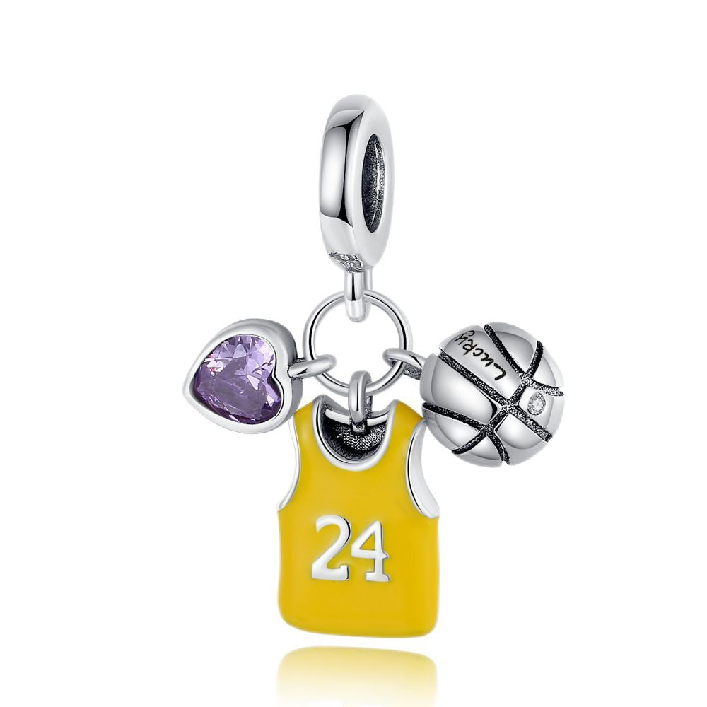 Sports-themed Volleyball And Basketball DIY Silver-plated Pendants