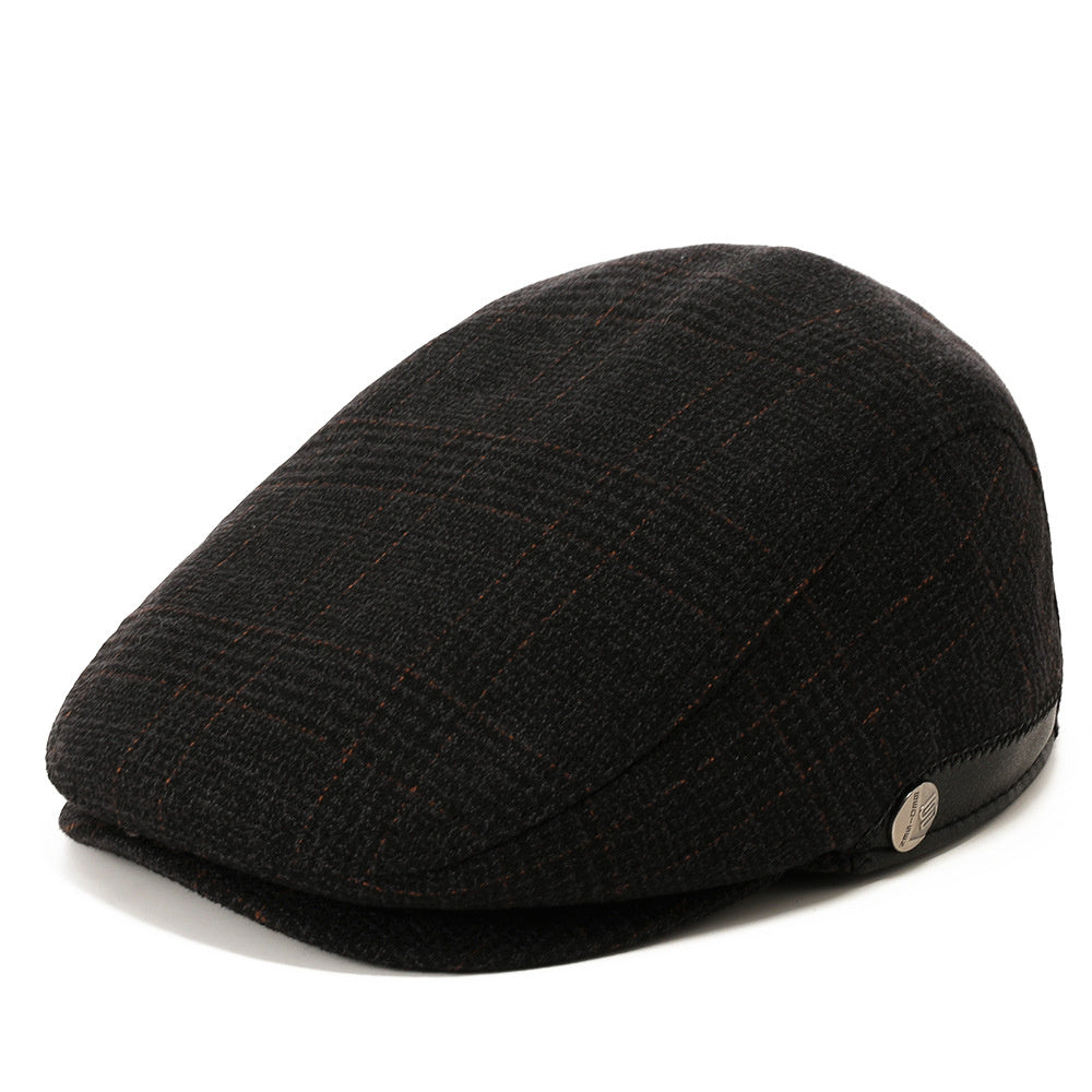 Woolen Beret Herringbone Pattern Adjustable
