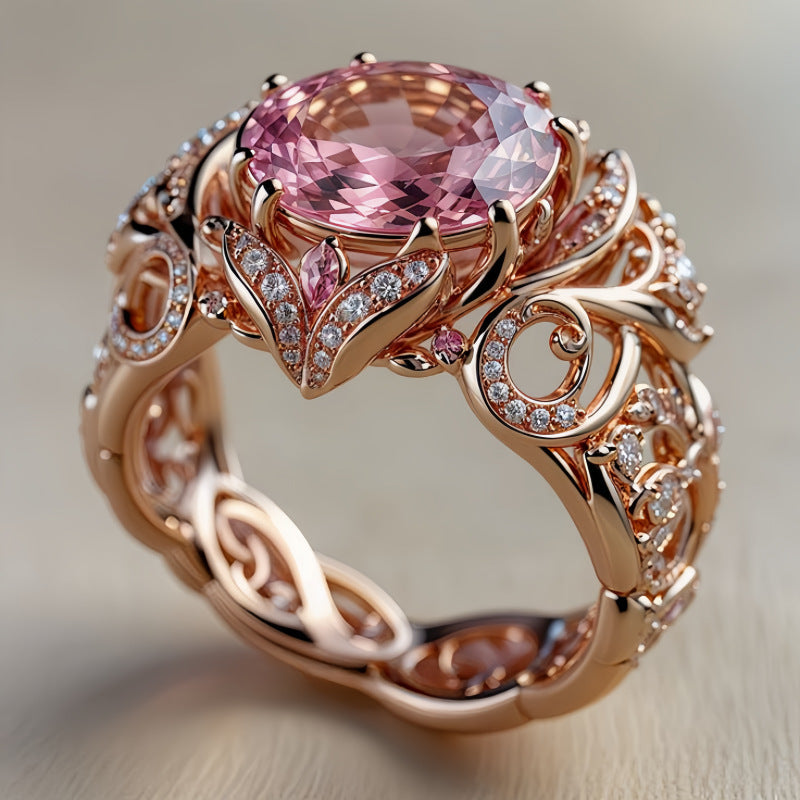 Niche Minimalist Copper Ring With Zircon Inlay