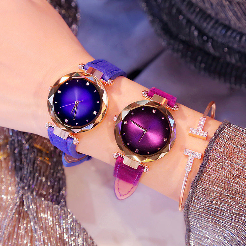 Fashionable Leather Belt Casual Colorful Womens Quartz Watch
