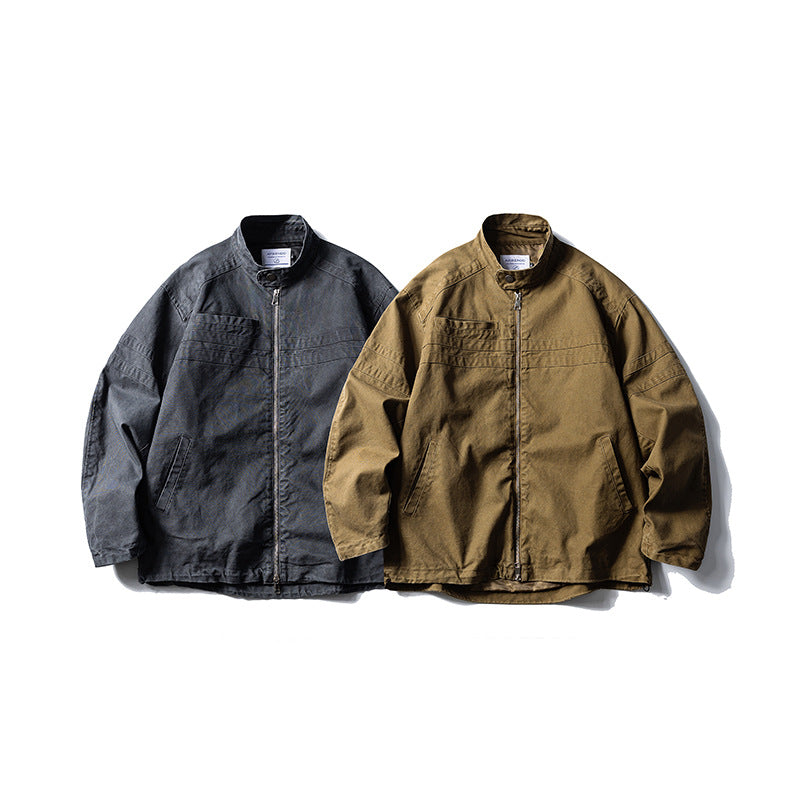 Personality Worn Looking Washed-out High Street Turn-down Collar Coat
