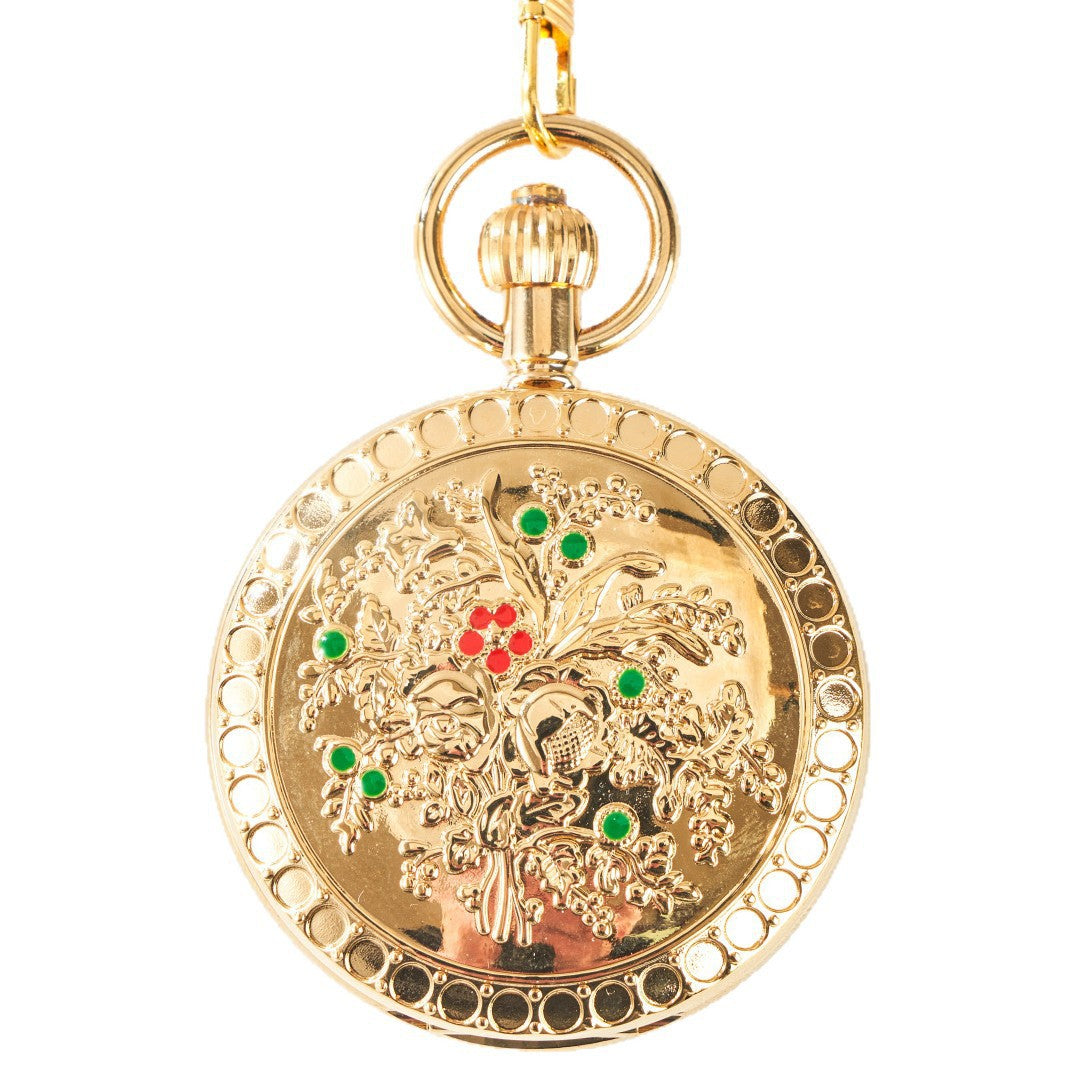 Camellia Automatic Mechanical Pocket Old Shanghai Style Classic Flip-Open Pendant Watch For Ladies