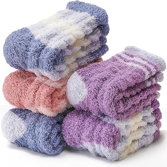 Striped Mid-calf Thickened Warm Coral Fleece Socks