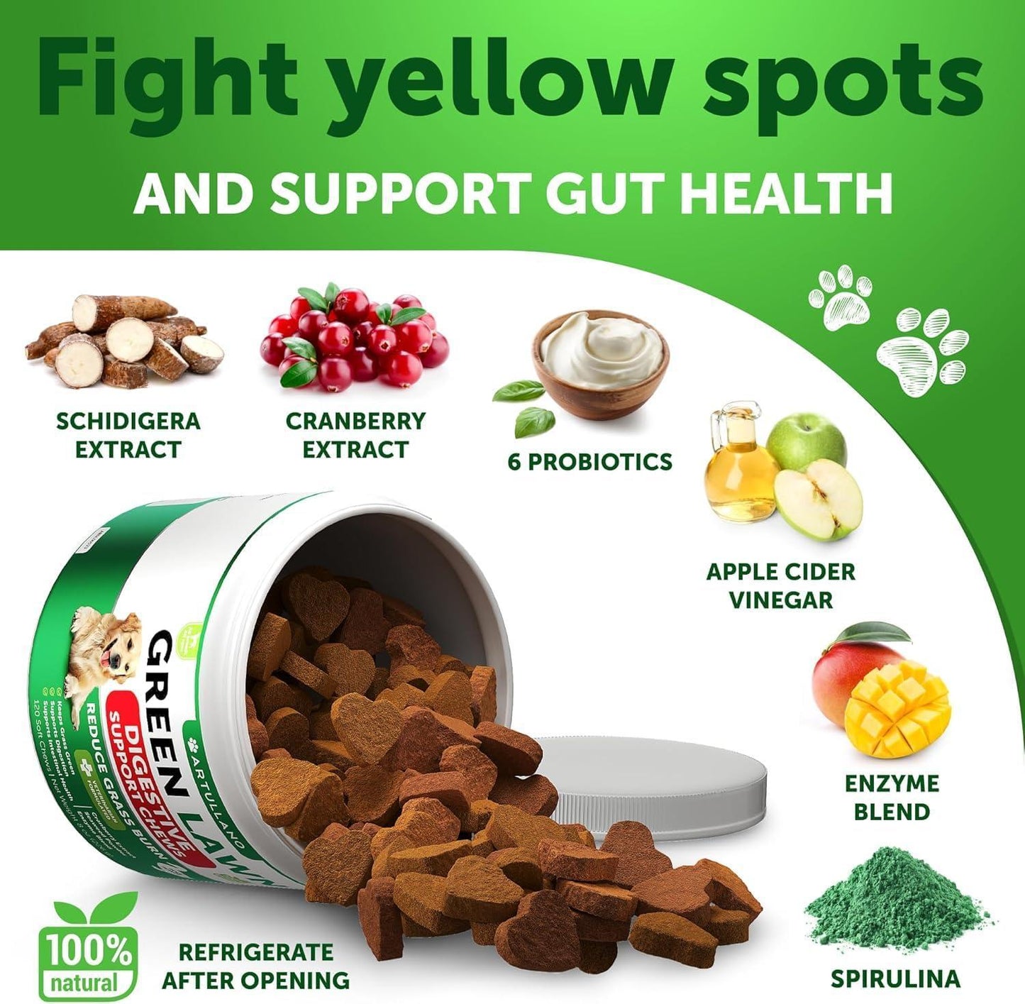 Grass Burn Spot Chews for Dogs 120 Count Lawn Urine Neutralizer