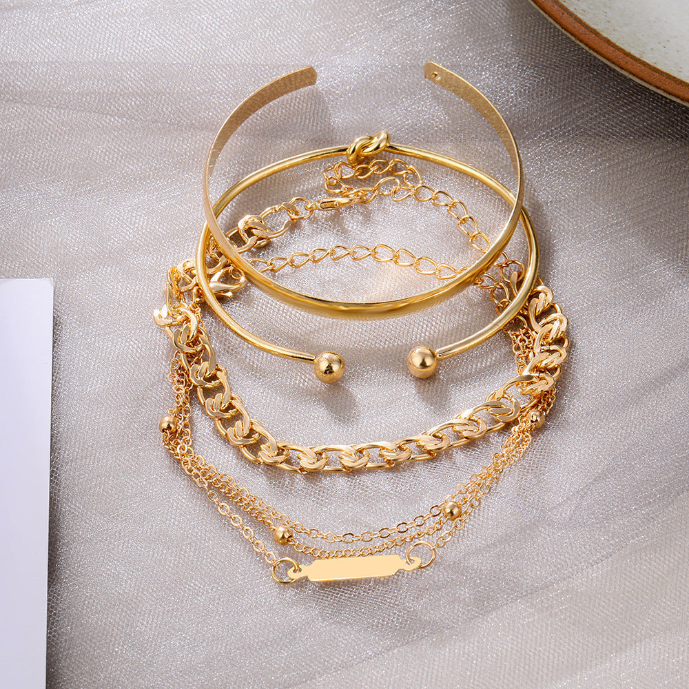 Alloy Chain And Round-ring Bracelet Set