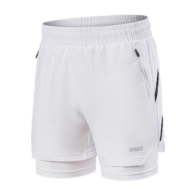 Mens Fitness Sweatpants With Liner Quick-Drying And Breathable Running Shorts