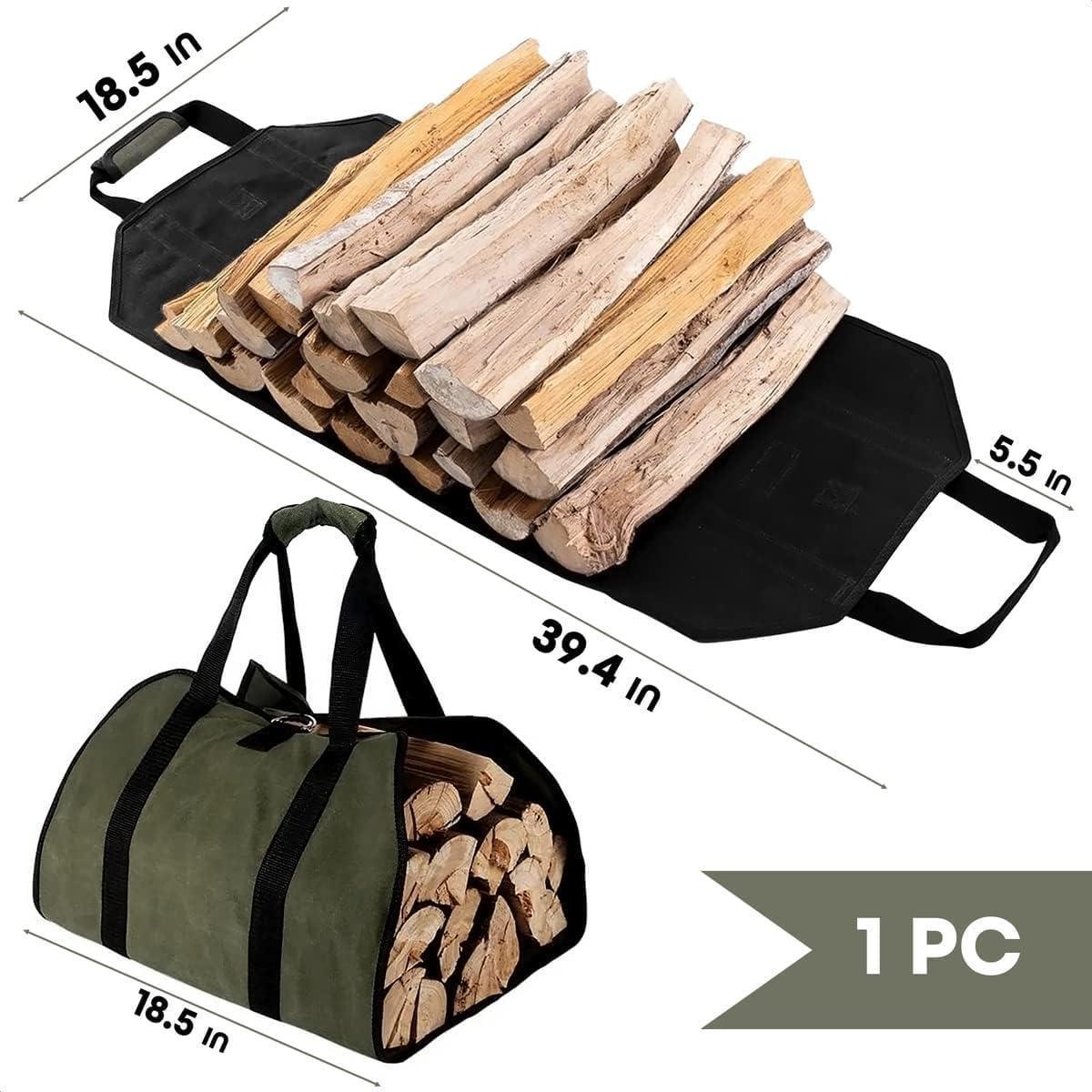 Wood Stove Accessories Firewood Carrier Wood Carrier for Firewood Holder BBQ Accessories   Log Tote Bag Fire Wood Log Carrier for Firewood Carriers with Handles   Waxed Canvas Firewood Log Carrier