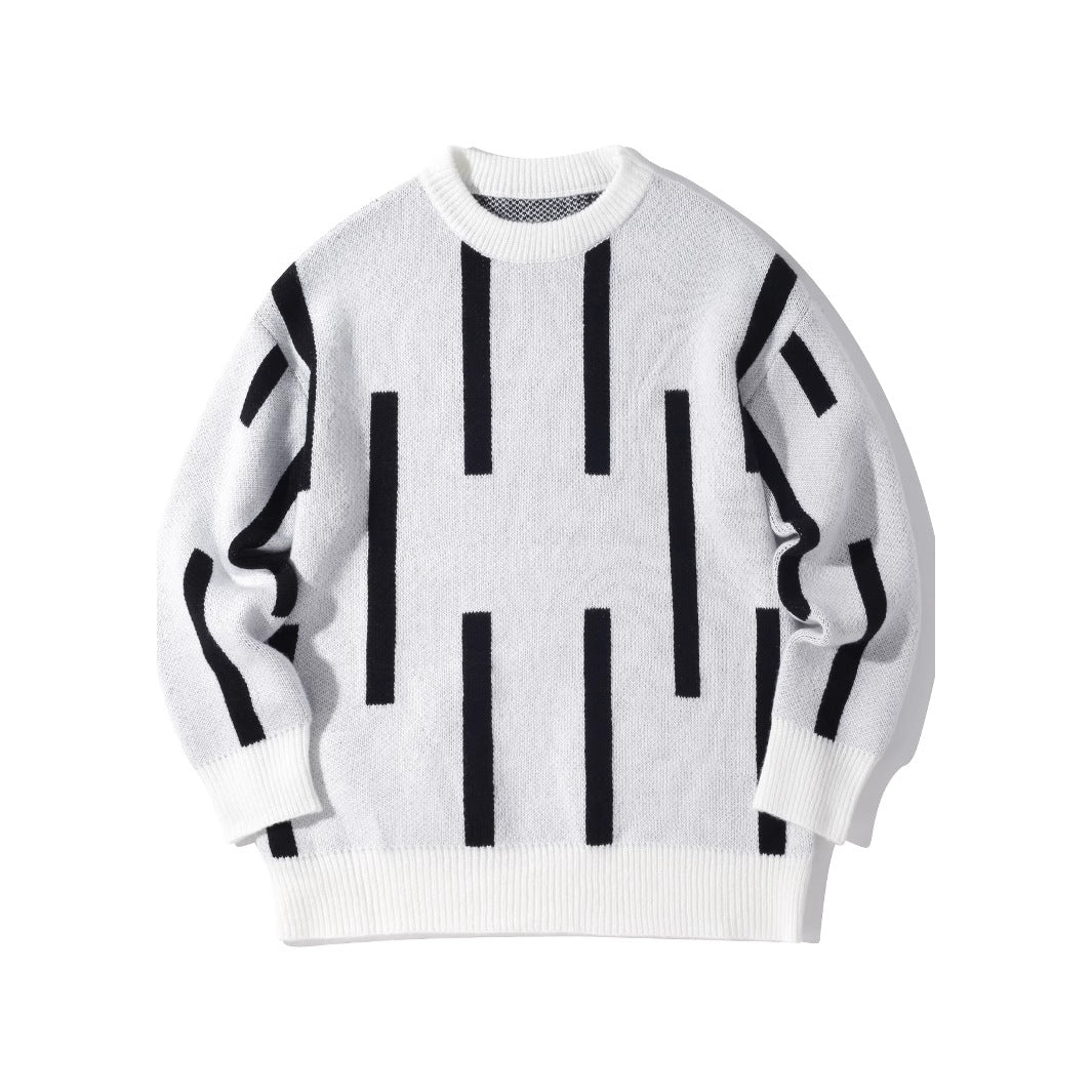 New Fallwinter Mens Pullover Color-block Knit Sweater
