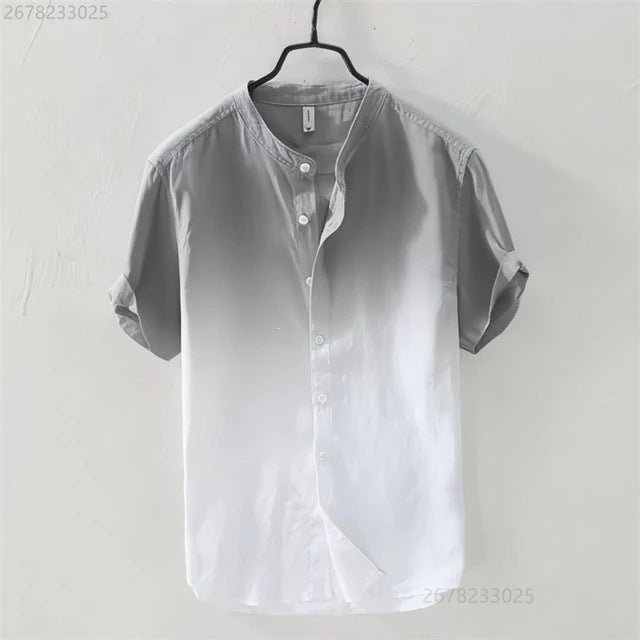 Breathable Comfortable Resort-style Ombre Short-sleeve Shirt