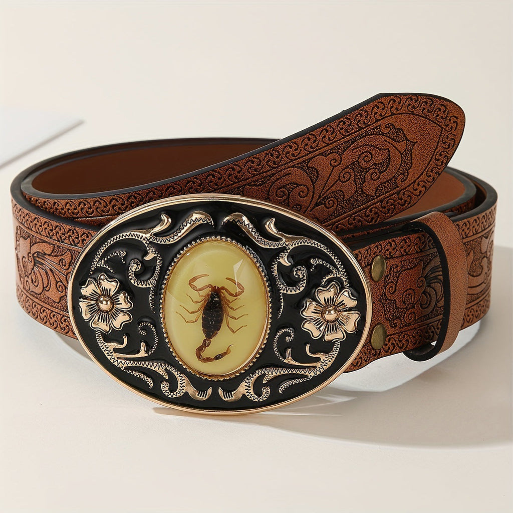 Creative Casual Patterned Scorpion Leather Belt For Men