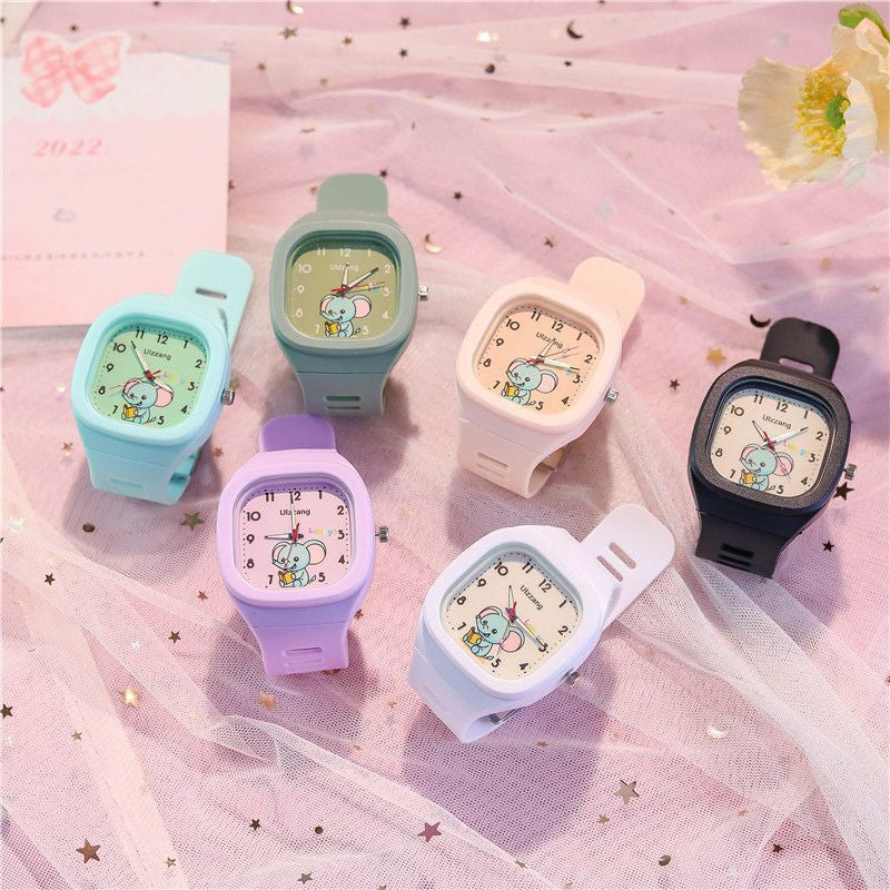 Cute Silicone Trendy Luminous Sports Student Square Good-looking Watch