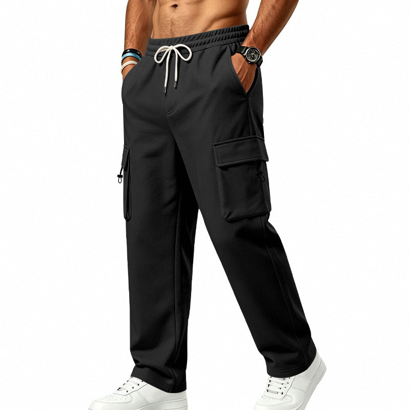 Mens Sporty-casual Multi-pocket Utility Trousers
