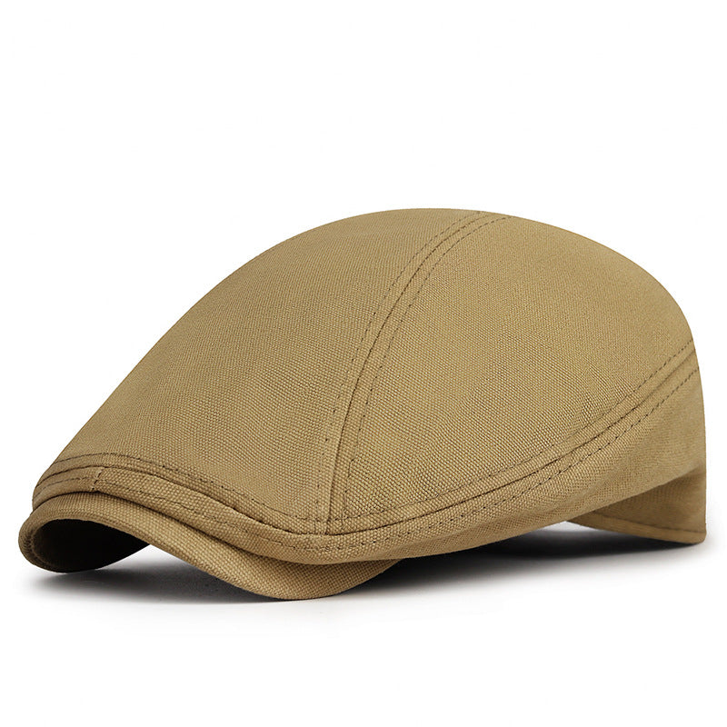 Retro British Canvas Beret Solid Color Minimalist
