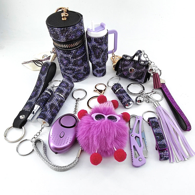 Diamond-Embellished Creative Portable 12-Piece Keychain Set