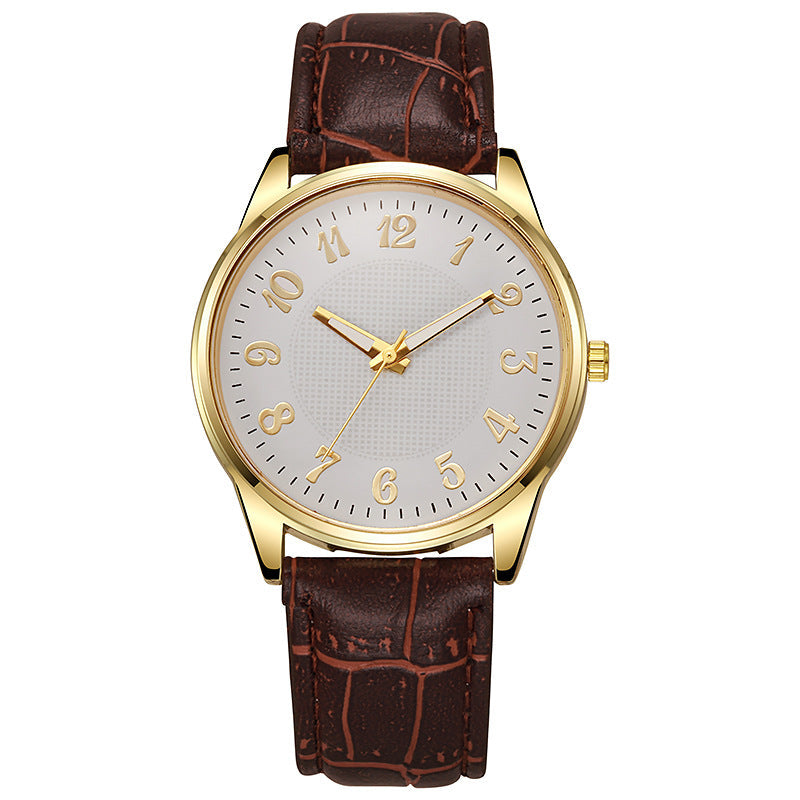 Quartz Mens Business-style Alloy Luminous Luxury Wristwatch With A Leather-band Feel