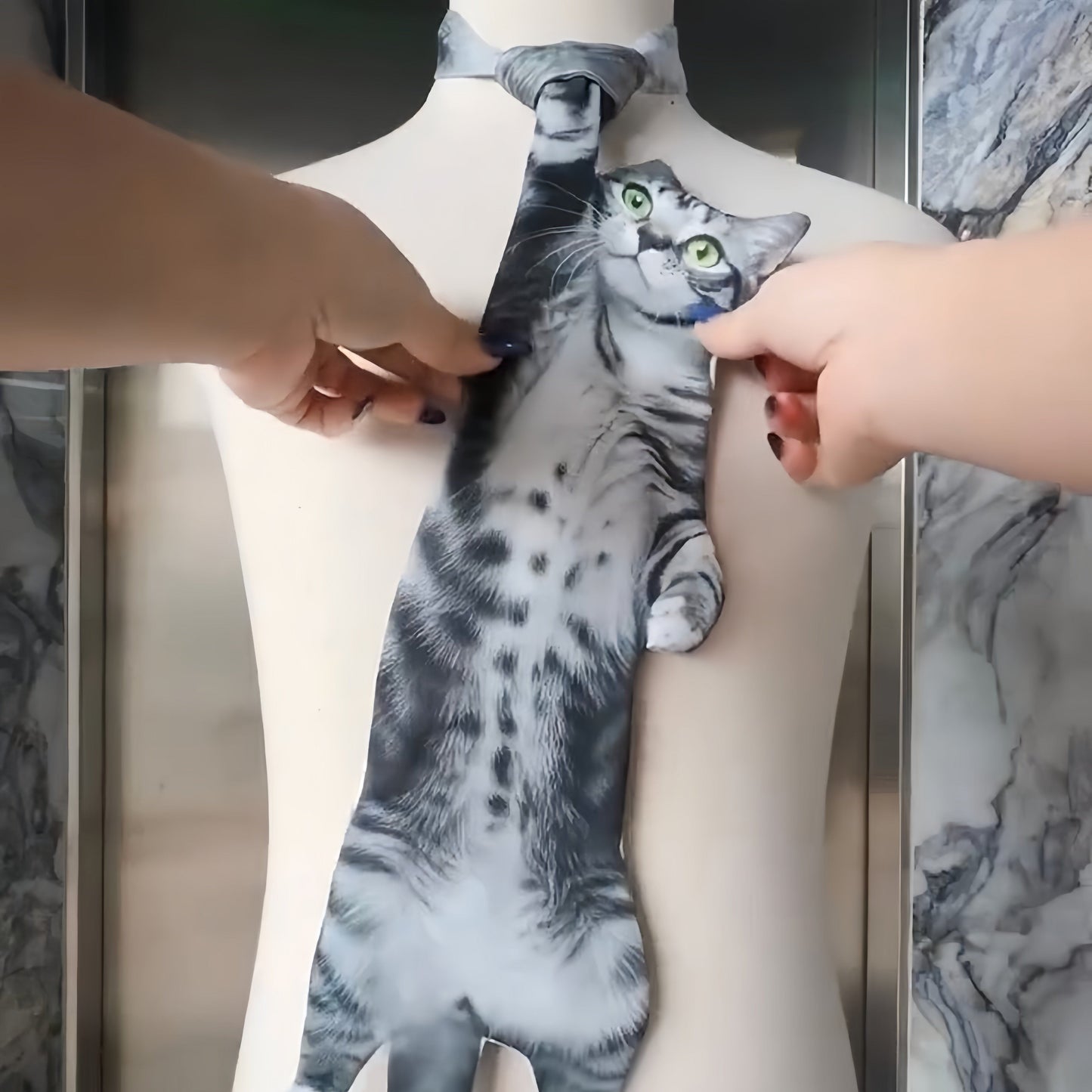 Lifeless Yet Lovable Printed Shirt Collar With Cat Tie
