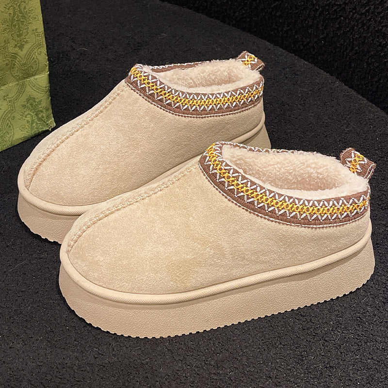 Suede Cotton Slippers Women Autumn Winter