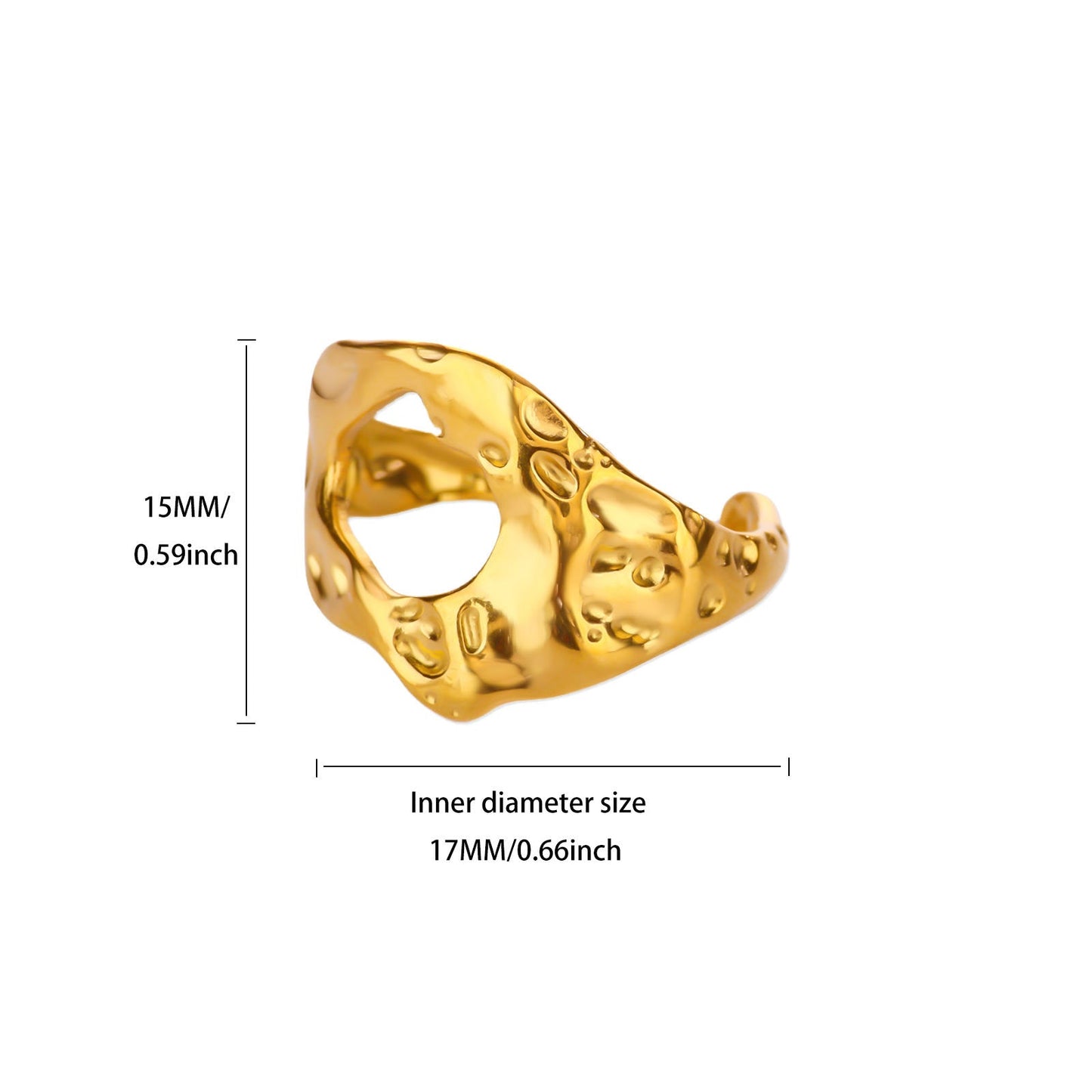 Geometric Line-cut Hollow Mens And Womens Ring