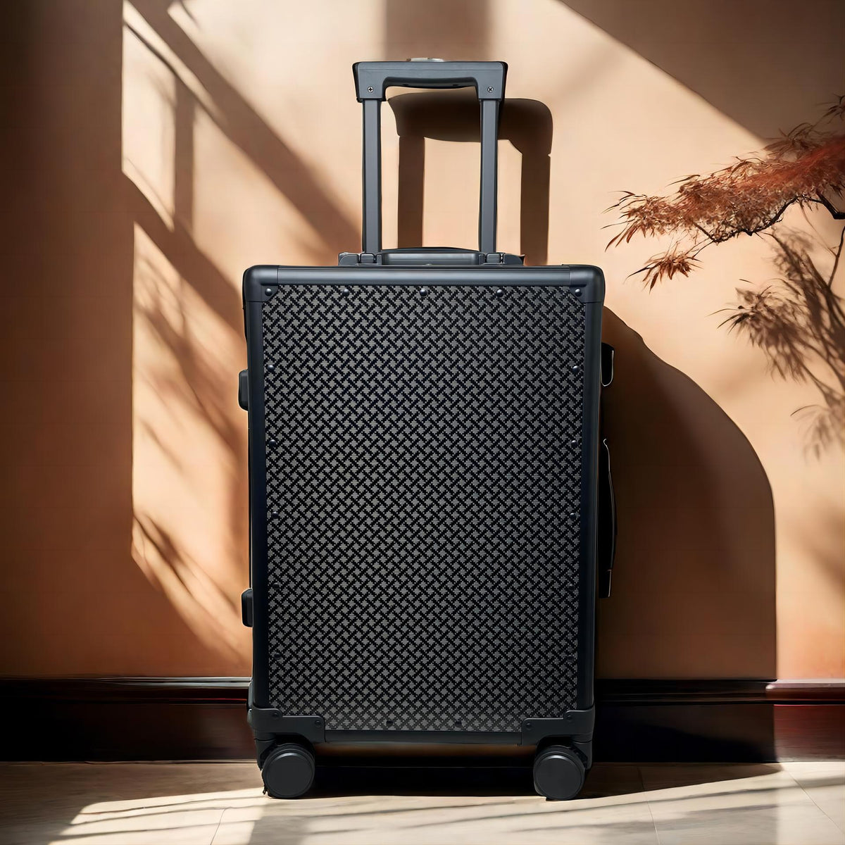 Carbon-fiber Suitcase With Aluminum Frame Large-capacity Business Rolling Luggage