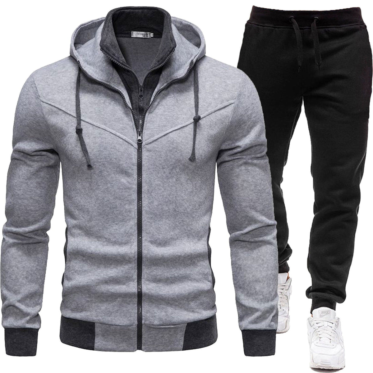 Sport-Style Patchwork Jacket And Casual Long-Sleeve Pants