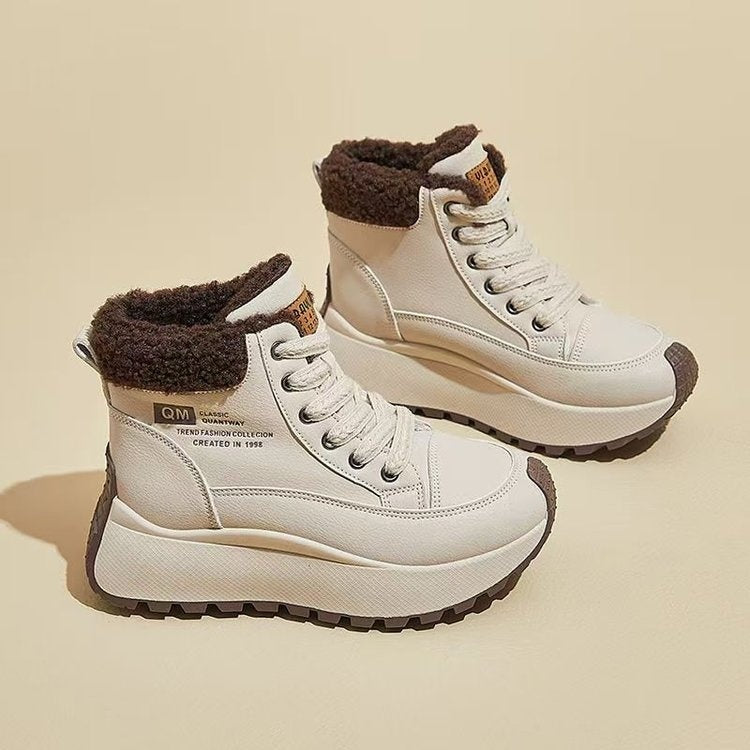 High-top Cotton Shoes With Thick Soles New Dad-style Kicks For Winter