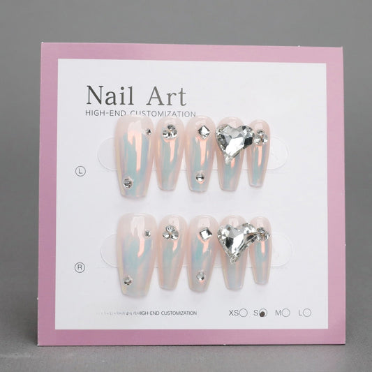 Classic White Acrylic Nails with Designs