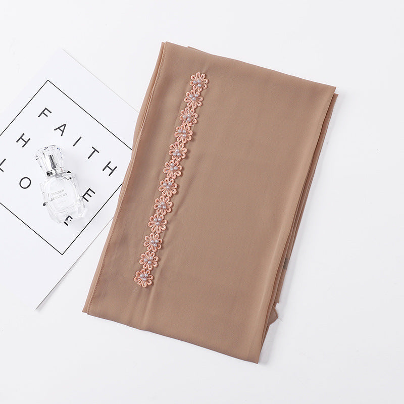 Pearl Chiffon Nail Pearl Decorative Headscarf