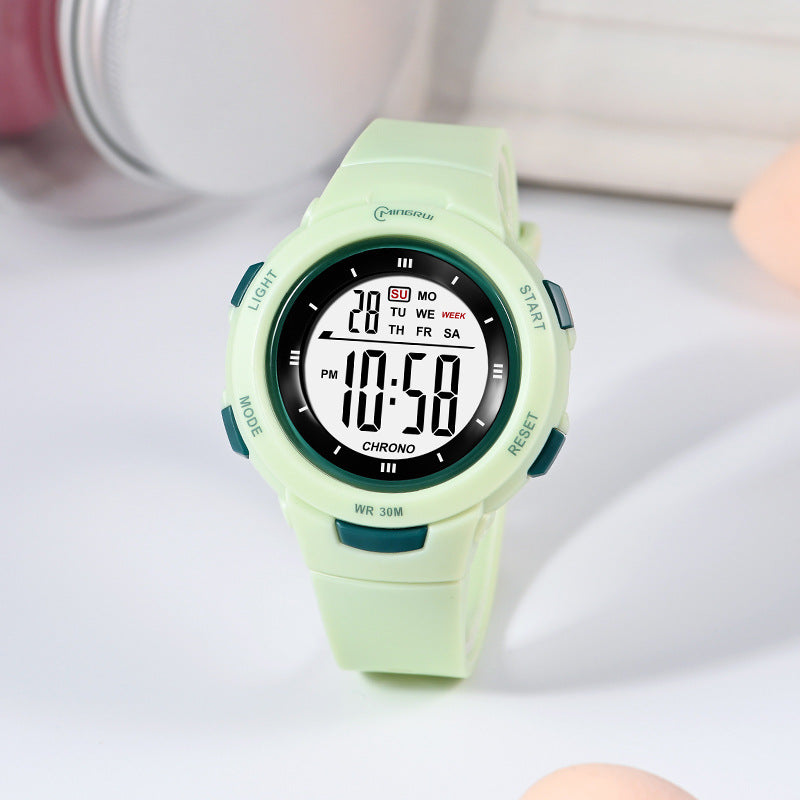 Fashion Pin Buckle Luminous Waterproof PU Strap Student Electronic Watch