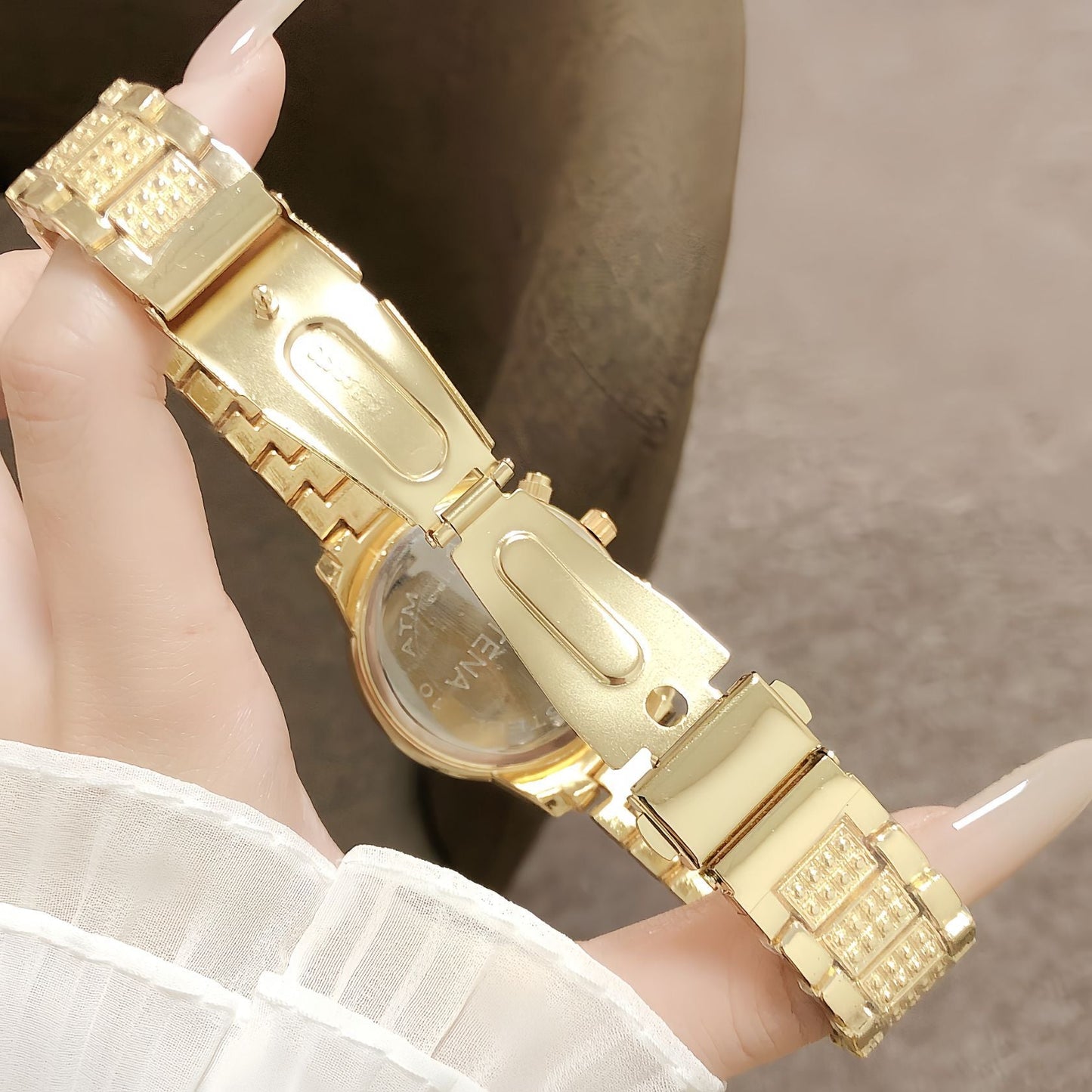 New CONTENA Fully Diamond-encrusted Gold Womens Watch