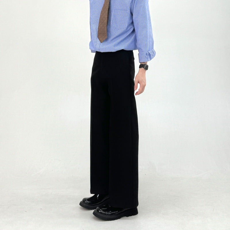 A-line Straight-leg Relaxed-fit Casual Work Trousers Mens Simple And Comfortable Long Pants