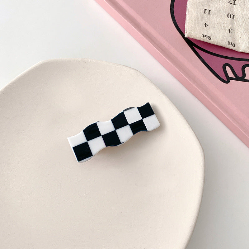 Wavy Checkerboard Hair Clips Sweet Versatile Bangs Clips