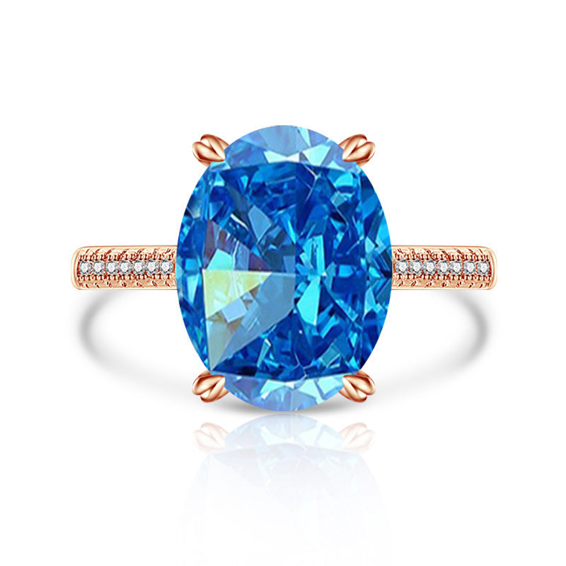 Female Versatile Casual Papalacha High Carbon Diamond Ice Flower Ring