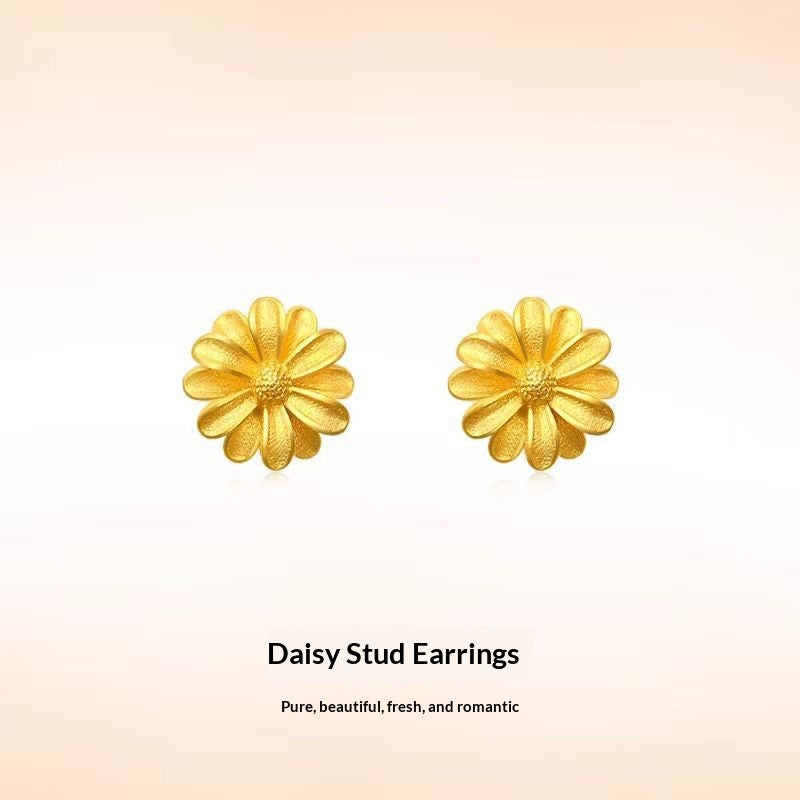 Golden Stud Earrings Versatile Ear Jewelry