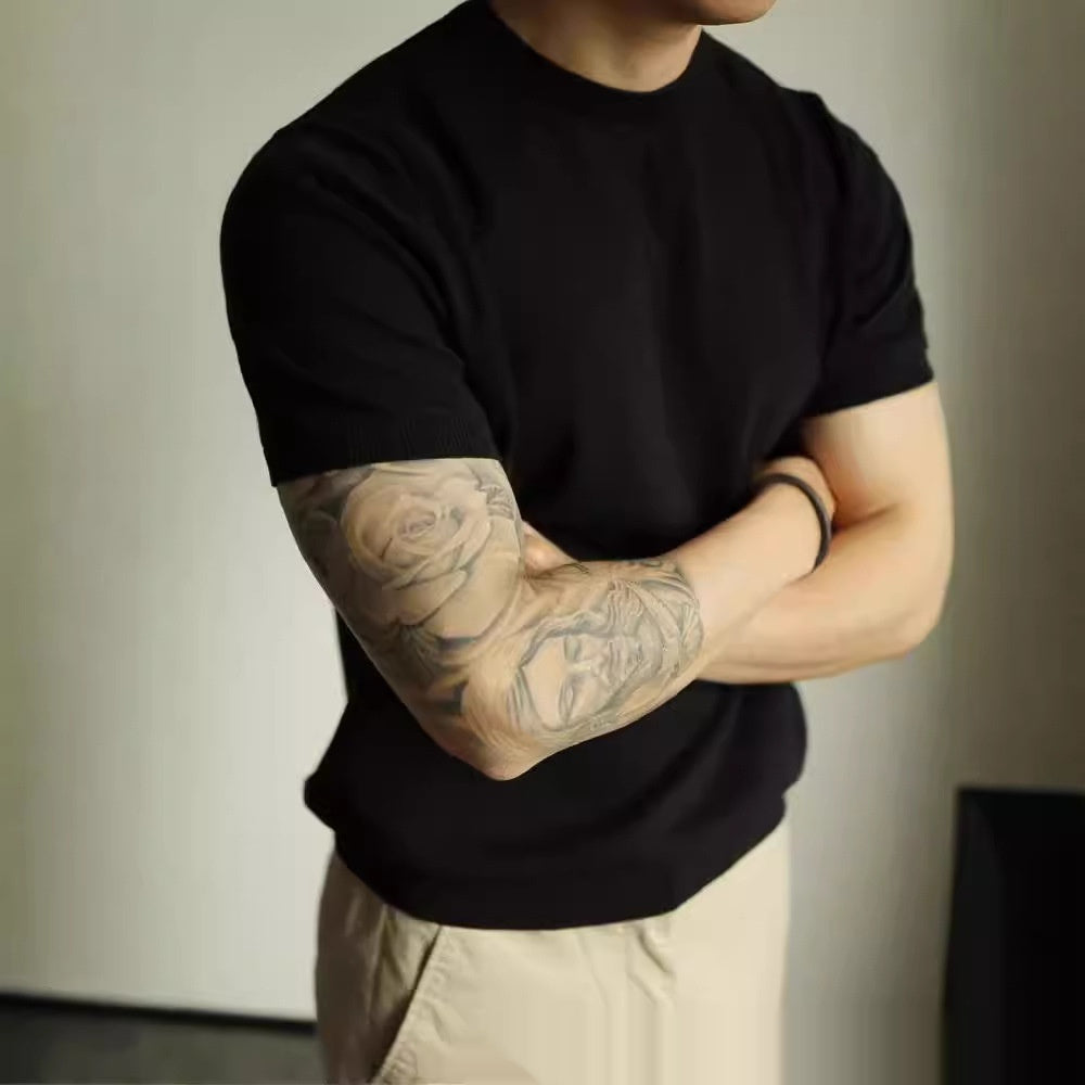 Men's Small Turtleneck Slim-fit Short Sleeve Cool Feeling