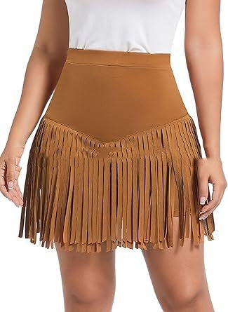 Womens Western Cowboy Fringe Skirt For Country Concerts