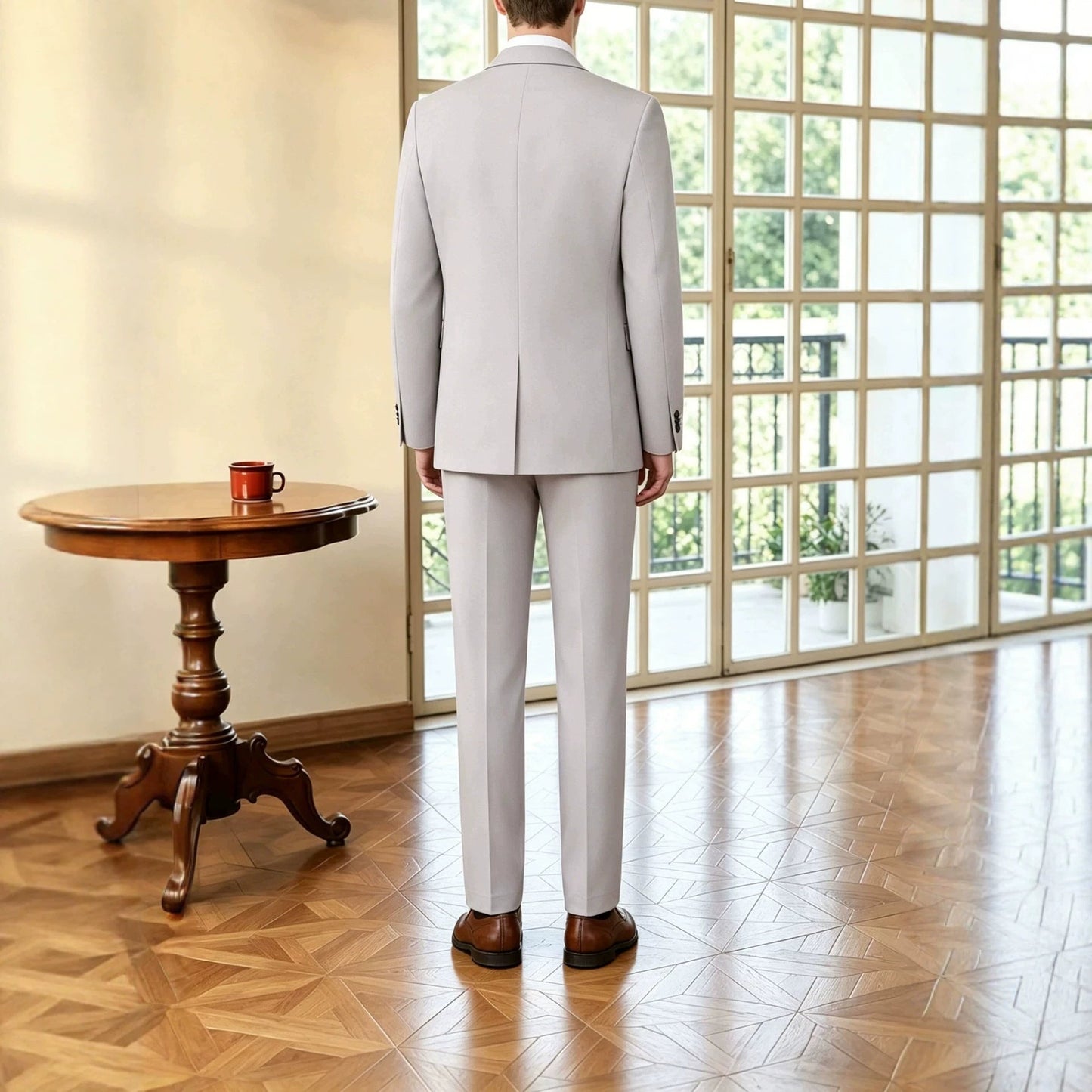 Mens Solid-Color Suit Business Formal Attire Set