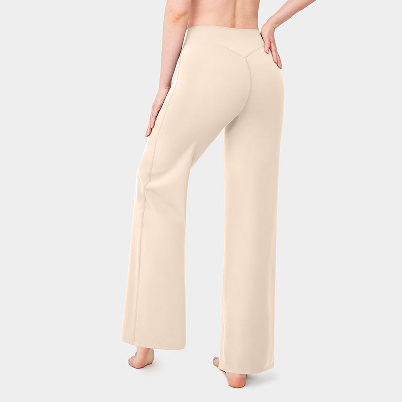 Loose Straight-leg Yoga Pants That Create A Slimming High-waisted Look