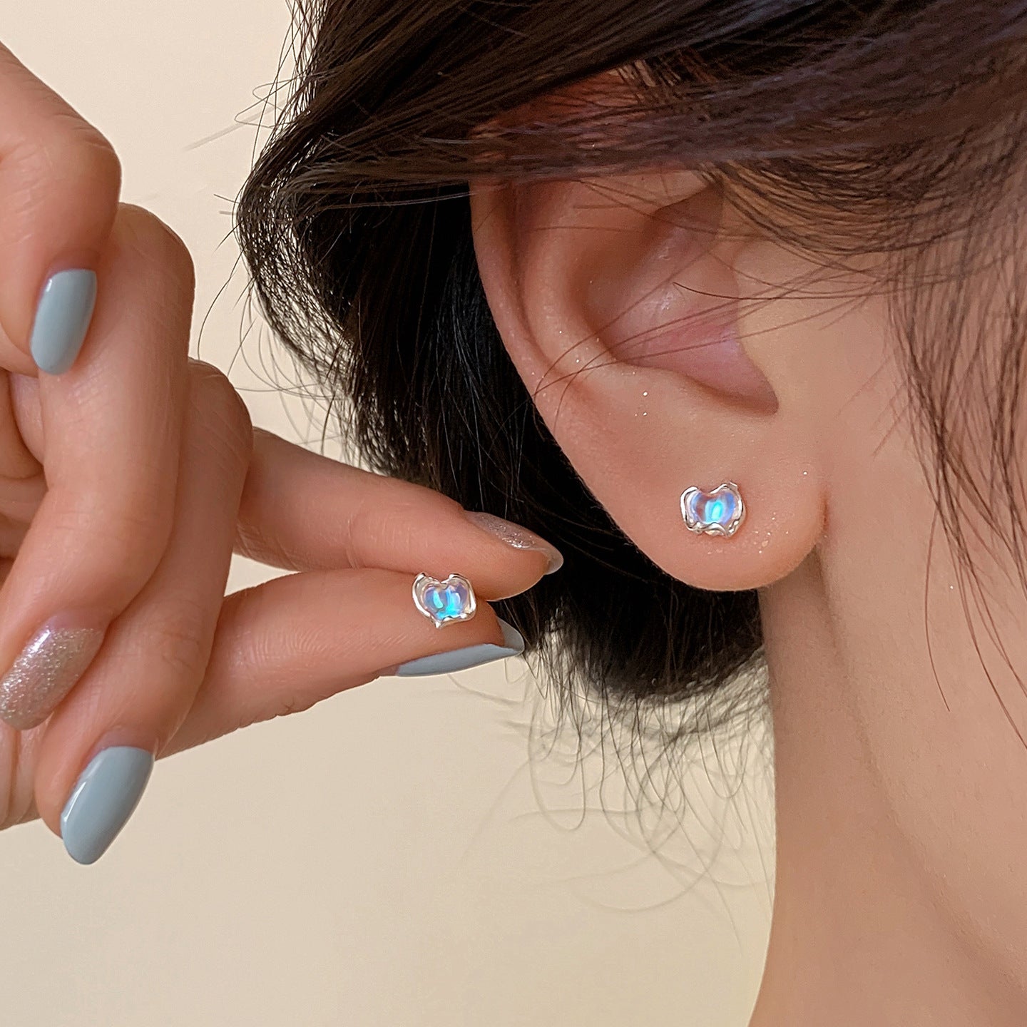 Moonstone Heart-shaped Earrings Niche And Design-focused For Women