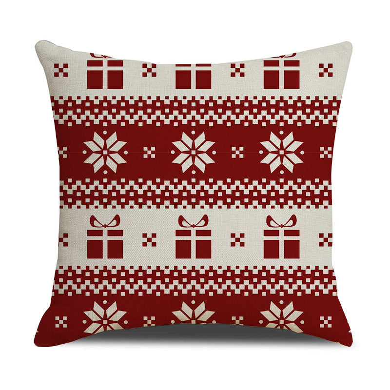 Christmas Linen Stripe Print Pillowcase