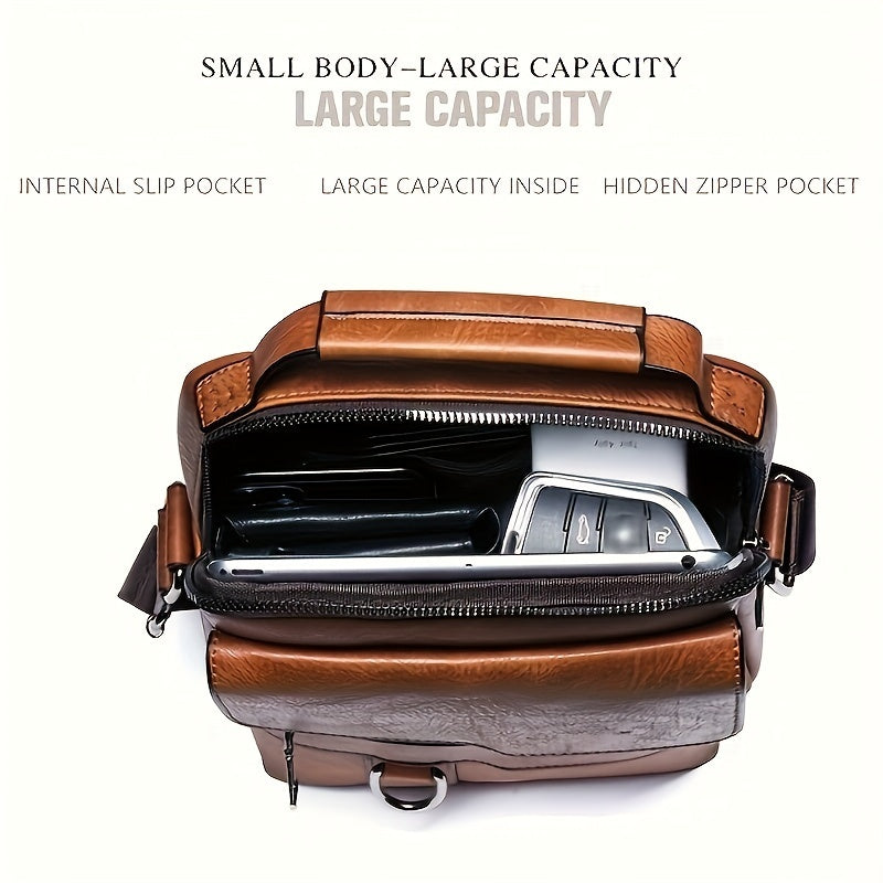 Men's New PU Leather Shoulder Crossbody Bag