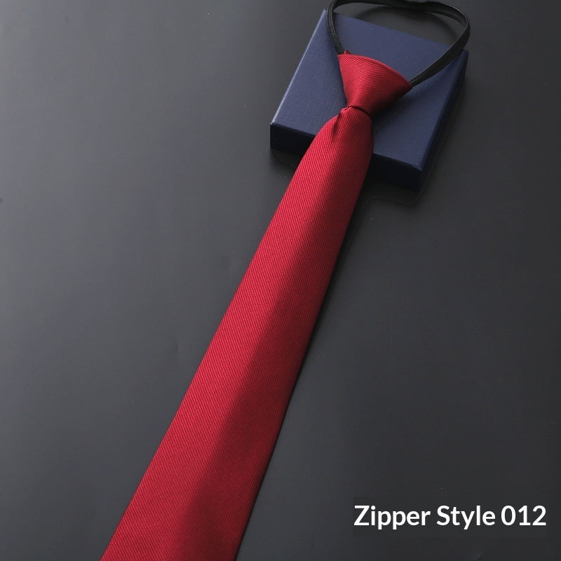 Mens Business Formal Zipper Tie With Blue Stripes