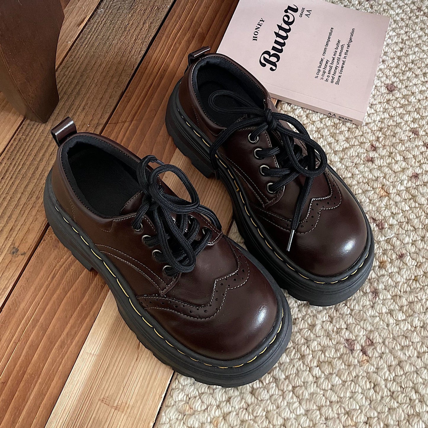 Womens Casual British-style Soft-soled Leather Shoes