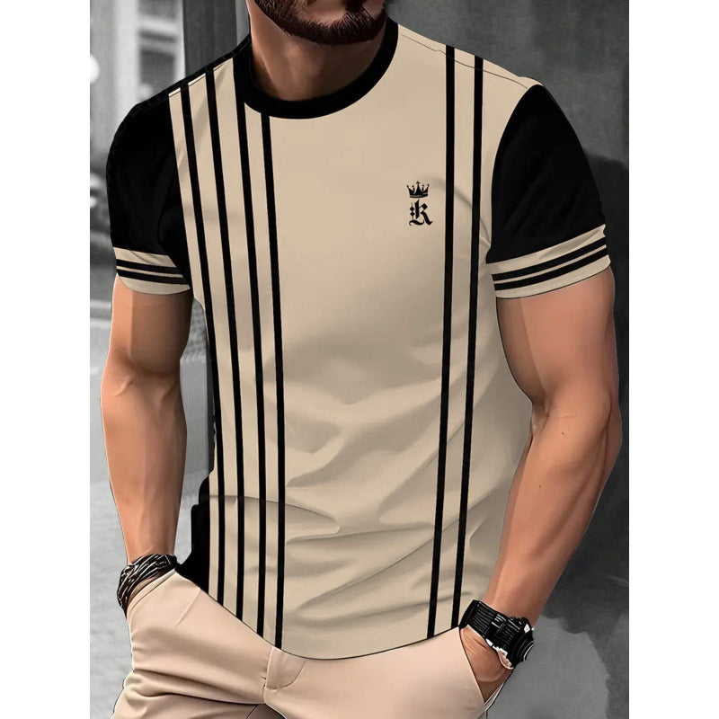 Men's Short-sleeved T-shirt Business Casual Series Digital 3D Printing