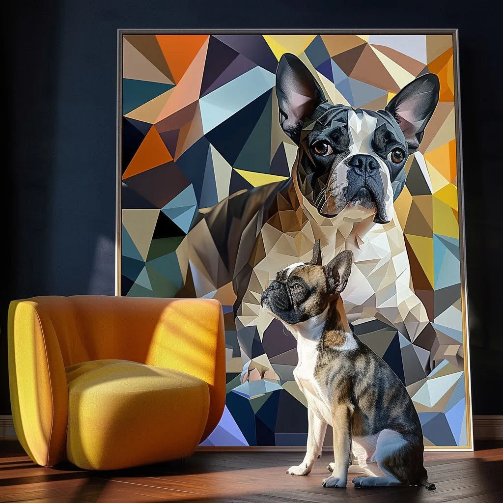 Portrait texturé d'art cubiste-géométrique