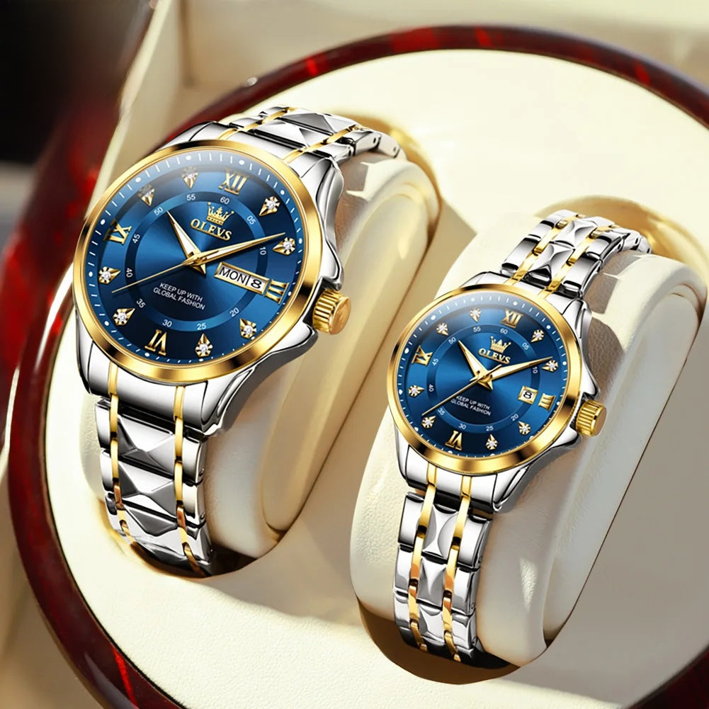Montre femme étanche en acier inoxydable doré, fine et lumineuse