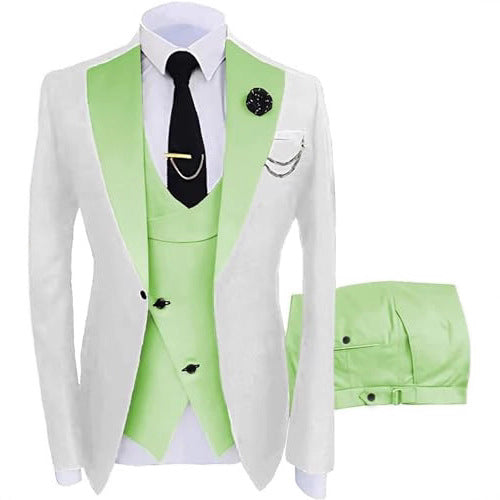 Mens Three-piece Mixed-color Suit