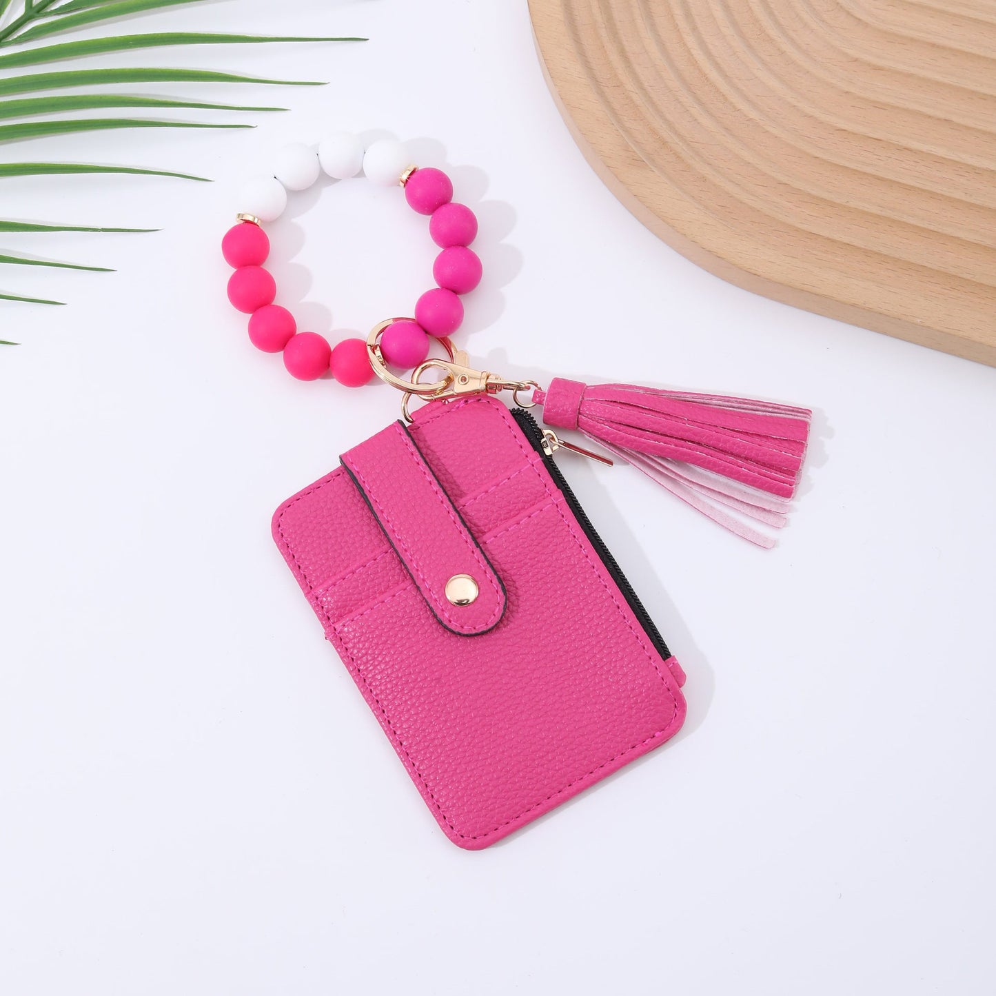 Silicone Bead Bracelet Leather Wallet