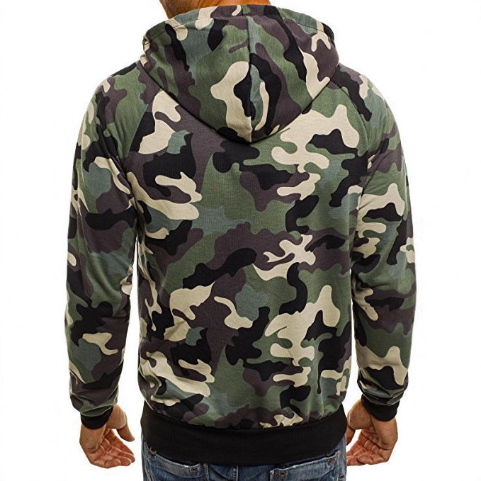 Men's Casual Hooded Zip-Up Sweatshirt Jacket