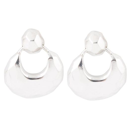 Boucles d'oreilles clou à facettes en argent sterling en forme de heurtoir de porte